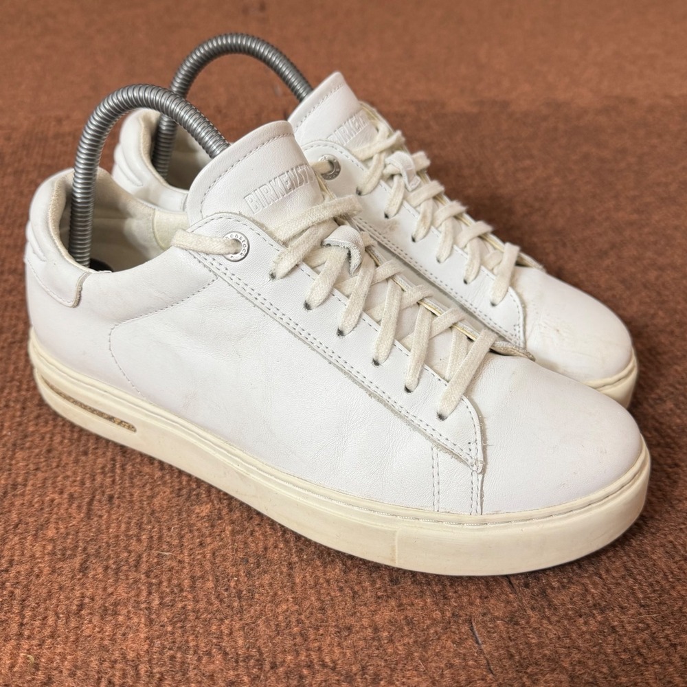 Birkenstock Bend Low White Leather Sneakers Shoes Womens 38 L7 M5 gently used B+